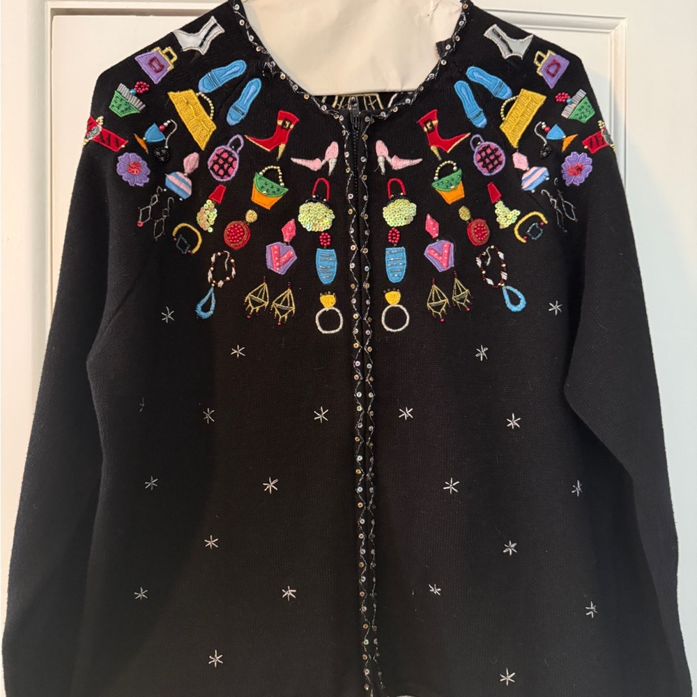 Berek Embroidered Black Women's Sweater